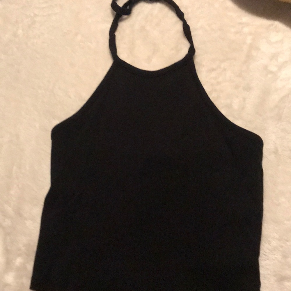 black halter crop top